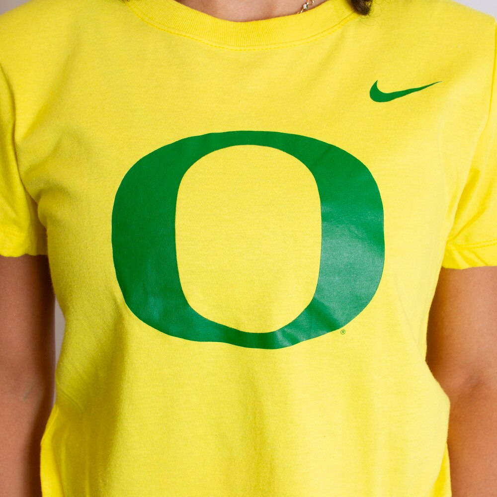 Classic Oregon O, Nike, Yellow, Crew Neck, Cotton, Women, T-Shirt, 763886